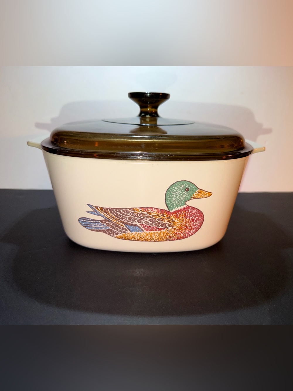 RARE FIND!! Vintage Corningware Mallard Duck Covered Casserole 3Qt